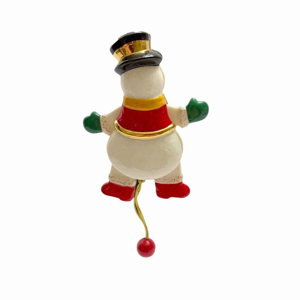 Lenox | Vintage Porcelain Snowman Pull String Christmas Ornament